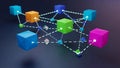 With connecting lines of light suggesting a network or blockchain Royalty Free Stock Photo