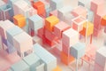 Colorful 3D cubes in a structured grid, perfect for conceptual art or modern design backgrounds. Abstract geometric