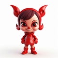 Colorful 3d Devil Doll: Cute And Detailed Female Character