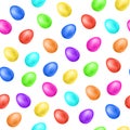 Colorful 3d easter eggs on white background. Seamless pattern. Vector illustration, all rainbow colors. Ideal for Royalty Free Stock Photo