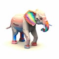 Colorful 3d Elephant Pixel Art Print - High Quality And Ready To Hang