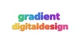 Colorful 3 D gradient and digital text on white background lettering word Royalty Free Stock Photo