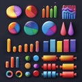 Colorful 3D Graphical Elements for Data Visualization Projects Royalty Free Stock Photo