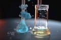 Colorful 3D Illustration of the Chemical Process of Acid-Base Neutralization in an Erlenmeyer Flask