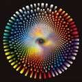 Colorful 3D illustration of a fractal mandala circle in modern style