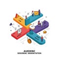 Colorful 3D infographic illustrating audience segmentation. Features three Royalty Free Stock Photo