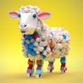 Colorful 3d Lego Sheep: A Playful Plastic Creation
