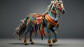 Colorful 3d Horse Illustration With Historical Inspiration