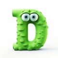 Colorful 3d Monster Letter U With Googly Eyes On White Background