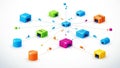 Colorful 3D Network Concept with Cubes and Arrows in a Digital Design Royalty Free Stock Photo