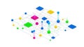 Colorful 3D Network of Interconnected Nodes and Clusters Royalty Free Stock Photo