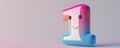 Colorful 3d number 1one with face and gradient background Royalty Free Stock Photo