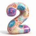 A colorful 3D number two with a blend of Easter and spring elements, perfect for festive and seasonal graphic needs Royalty Free Stock Photo