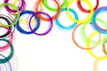 Colorful 3d pen filaments on white background, top view Royalty Free Stock Photo