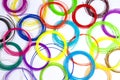 Colorful 3d pen filaments on white background, top view Royalty Free Stock Photo