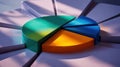 Colorful 3D Pie Chart Segments on a Textured Surface with Shadows graphic data Royalty Free Stock Photo