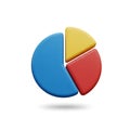 Colorful 3d pie chart with three segments Royalty Free Stock Photo