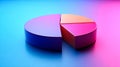 Colorful 3D pie chart with vibrant segments on a gradient background, illustrating data visualization and business Royalty Free Stock Photo