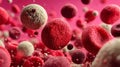 Beautiful red blood cells rendered in cinematic Pixar style. Generated Ai Royalty Free Stock Photo