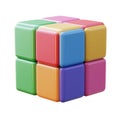Colorful 3D Puzzle Cube. Vibrant Toy For Cognitive Development And Problem Solving Isolated On Transparent Background Royalty Free Stock Photo