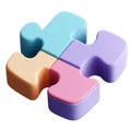 Colorful 3D Puzzle Pieces Interlocking. Symbol Of Teamwork And Problem Solving Isolated On Transparent Background Royalty Free Stock Photo