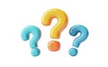 Colorful 3D Question Marks Enigma: A Visual Representation of Inquiry and Uncertainty