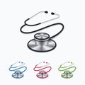 Colorful 3D Realistic Stethoscope Icon Set