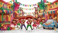 colorful 3D render illustration of a Cinco de Mayo celebration