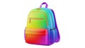 A colorful 3d rendered backpack featuring a vibrant rainbow gradient design, isolated on a clean white background for design Royalty Free Stock Photo