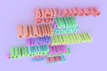 Colorful 3D rendering. Abstract CGI typography, business finance