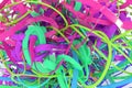 Colorful 3D rendering. Decorative, illustrations CGI composition, bunch of messy string geometric, for design texture background.