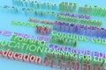Colorful 3D rendering. Education related keywords. For graphic d