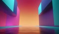 a colorful 3d rendering of a hallway with water