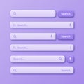 Colorful 3d search bar templates. Internet browser engine with search box, address bar and text field. UI design Royalty Free Stock Photo