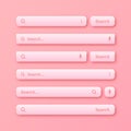 Colorful 3d search bar templates. Internet browser engine with search box, address bar and text field. UI design Royalty Free Stock Photo