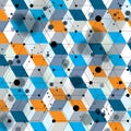 Colorful 3d spatial lattice covering, complicated op art background with geometric shapes, eps10. Science and technology theme.