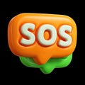 Colorful 3D speech bubble icon displaying SOS message in vibrant design, conveying urgency for help or assistance in a Royalty Free Stock Photo