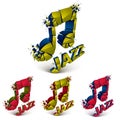 Colorful 3d vector musical notes collection broken into pieces,