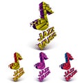 Colorful 3d vector musical notes collection broken into pieces,