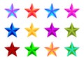 Colorful 3d vector star icon set Royalty Free Stock Photo