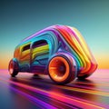 Colorful 3D vehicle render on isolated back Royalty Free Stock Photo