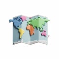 Colorful 3D World Map on White Background Royalty Free Stock Photo