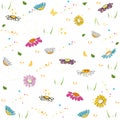 Colorful daisy field pattern vector background Royalty Free Stock Photo