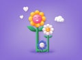 Colorful daisy flower collection. Cute Cartoon Daisy Flower Face Emoji