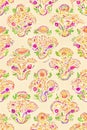 Colorful damask flower seamless pattern