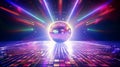 Colorful dance floor. Music stage. Disco ball show performance begin with lighting and audience. Concert illuminated by spotlights Royalty Free Stock Photo