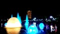 Colorful dancing fountain at night in Luneta Park