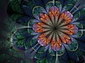 Colorful dark fractal flower, digital artwork Royalty Free Stock Photo