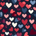 Colorful dark hearts as abstract background, wallpaper, banner, texture design with pattern - v