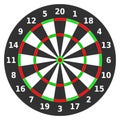 Colorful dartboard on white background.